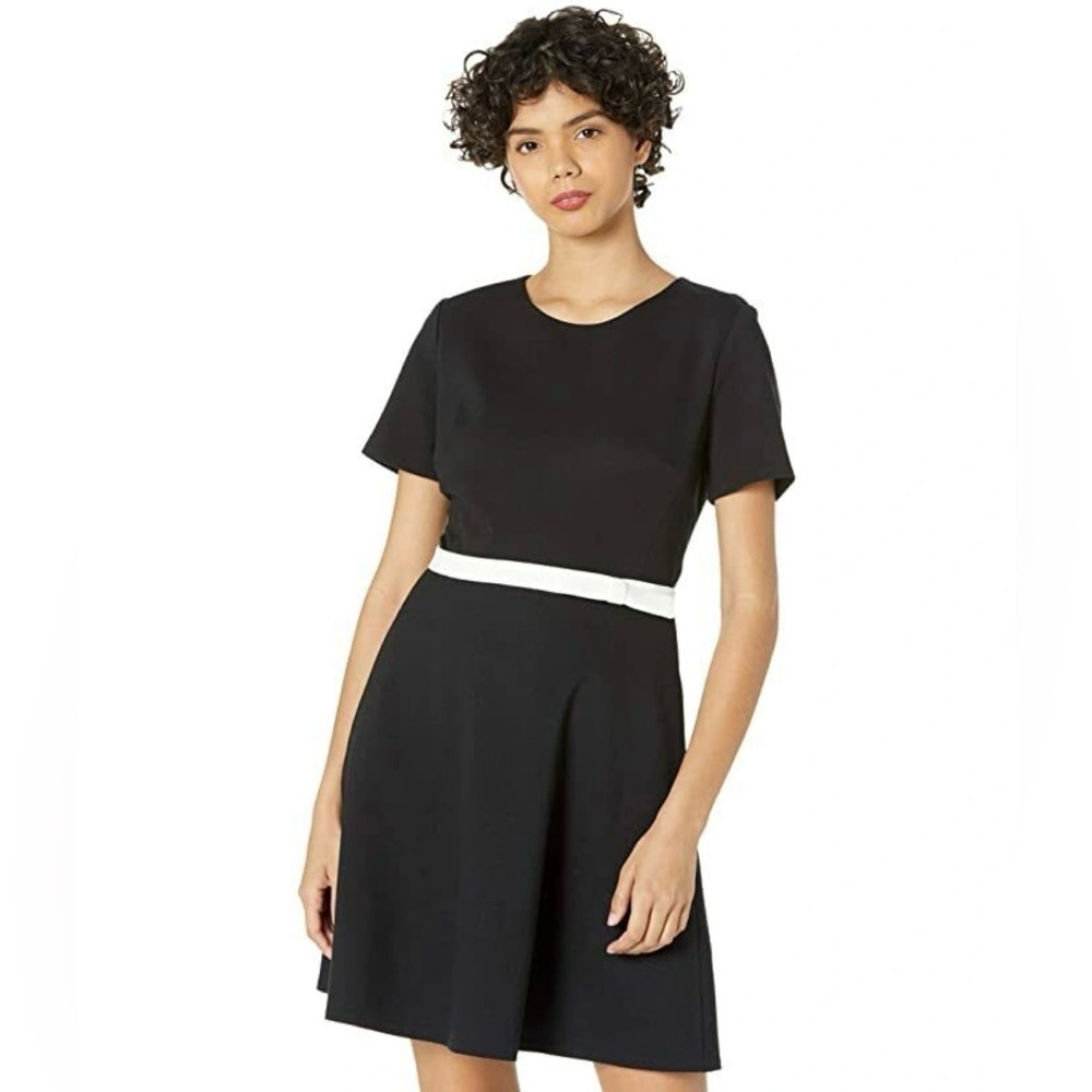 Kate Spade Black & White Two-Tone Bow-Waist Ponte Dress